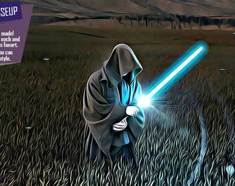 jedi print, fan art, jedi poster, digital style, GIFT, jedi art, star wars poster, star wars, force awakens, jedi, great gift ideas