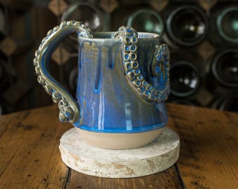 Handmade Ceramic Tentacle Handle Mug