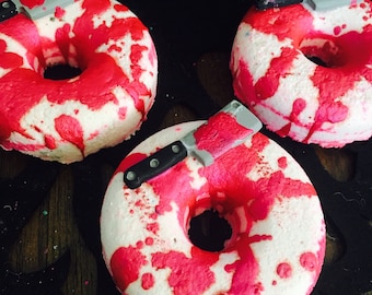 Lizzy's Hatchet bath bomb | halloween bath bomb | donut bath bomb | horror bath | halloween |