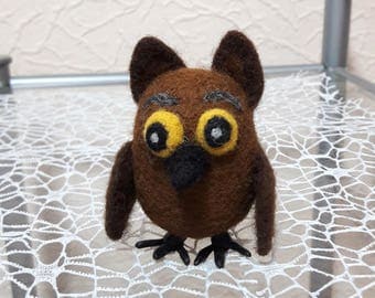 Owl, Brown owlet, Wool toy, Miniature owl, Bird toy, Handmade toys, Birthday gift, Home decor, Gift for kids