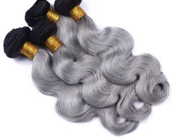 brazilian ombre hair extension 1B grey (1 bundle only)