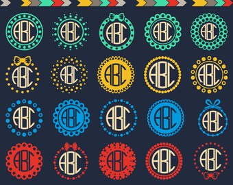 Circle Dot Frame Svg Polkadot Circle Monogram Svg Borders for Monograms Svg Round Initial Frame Svg Cricut files download Dxf for Silhouette