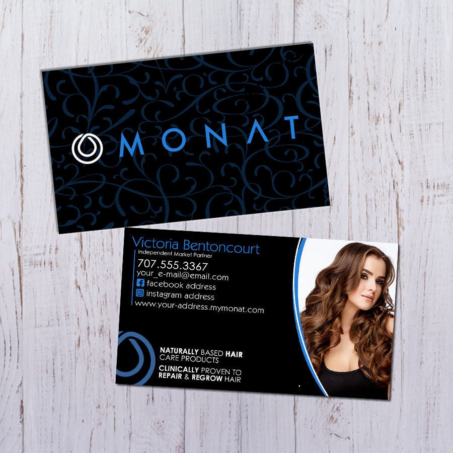 Monat Business Cards Personalized Picture With Black And