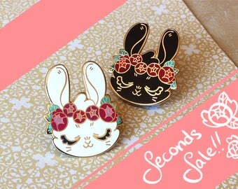 Bunny Flower Crown Enamel Pin Seconds