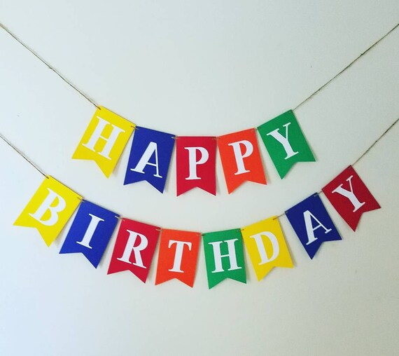 Happy Birthday banner,boy Birthday banner,primary colors banner,rainbow ...