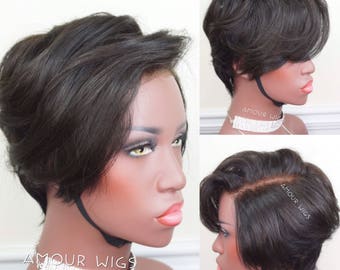 100% Virgin Human Hair Wig | Short Cut Lace Closure Custom Wigs