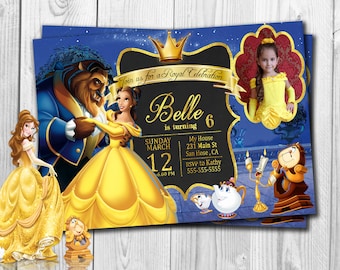Beauty and The Beast Invitation, Beauty and The Beast Birthday Invitation , Beauty and The Beast,