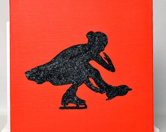 Figure Skater Painting - Sit Spin 10x10