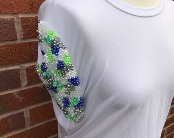 Handmade authentic embellished t-shirt top