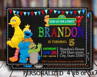 Sesame Street Invitation Sesame Street Birthday Invitation Personalized Custom Printable Digital Party Invitation Sesame Street Invitations