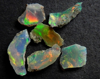 Amazing Quality Natural Ethiopian Opal Lot 6 Piece Welo Fire Opal Rough 5.55ct Amazing Multi Fire Untreated Rough Raw Gemstone RO2