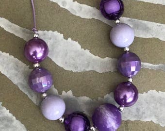 Lavender Fields Purple - Chunky Bubblegum Bead Necklace