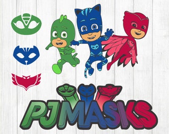 INSTANT DOWNLOAD - Pj Masks Svg, Pj Masks Clipart, Pj Masks Svg Bundle, Superhero Svg, Superhero Svg Bundle, Superhero Pj Masks Clipart