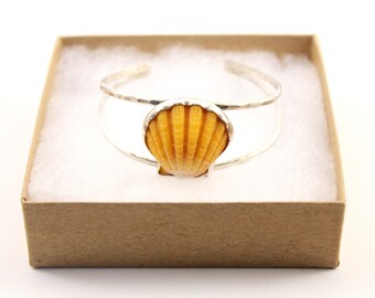 Sunrise Shell Cuff, Sterling Silver Cuff Bracelet, Sunrise Shell Bracelet, Sunrise Shell Jewelry, Hawaii Jewelry, Beach Jewelry, Rare Shell