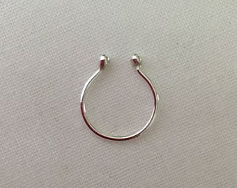 Dainty Fake Septum Ring 18 20 22 Gauge Solid 925 sterling siver 6 7 8 9 10 mm Faux / False Septum Jewelry Body jewelry non piercing