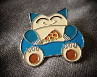 SNORLAX Enamel Pin - Retro Pokemon Cute Pizza Nintendo Anime Lapel Lazy Edition Pin Badge