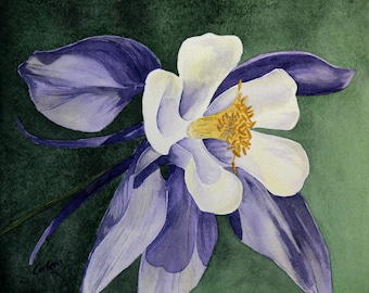 Columbine, Set of 5 Note Cards with Envelopes from Original Watercolor Painting