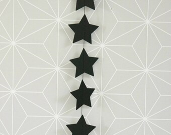 Paper Garland-Star Black + neon pink star