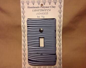Gray lines polymer clay light switch plate