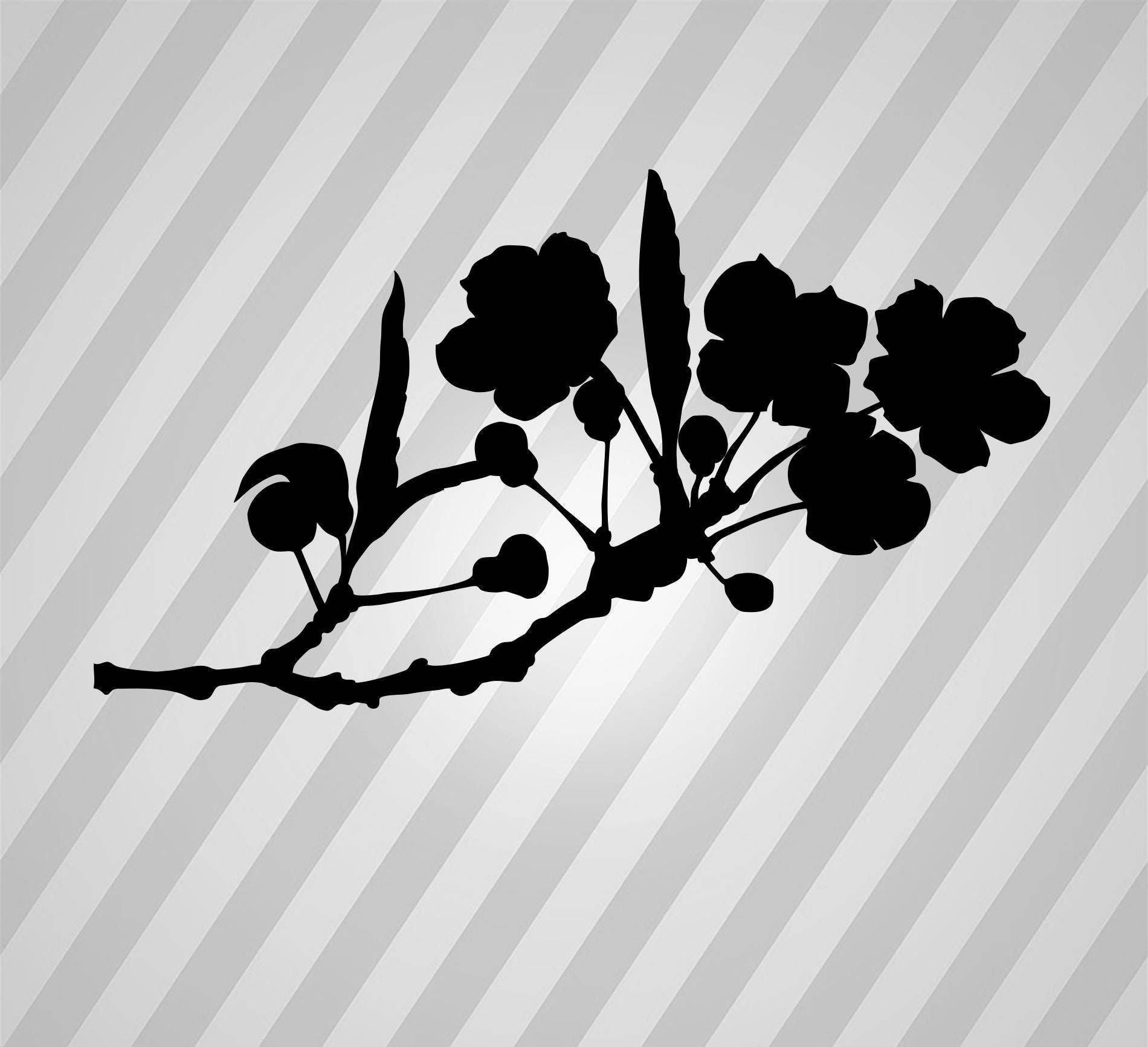 cherry blossom branch Silhouette - Svg Dxf Eps Silhouette Rld RDWorks ...