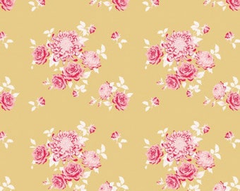 MISTLETOE 480072, GARDEN, mustard, pink, flowers, patchwork
