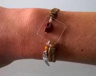 Set, bracelet, necklace and earrings Brown