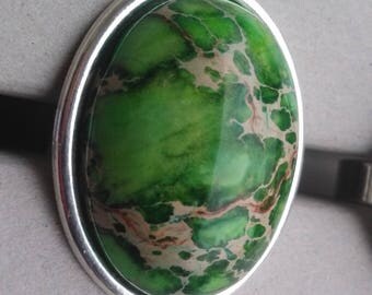 A gorgeous ring in chrysolite green aquaterra Jasper