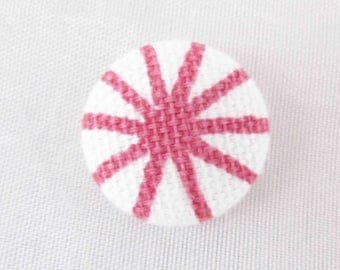 Pink flower heart buttons - 19mm - lined