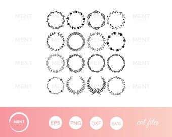 Laurel wreath SVG, Wreath png, eps,svg,dxf, Laurel Wreath Circle Monogram Frame Files svg, Laurel Wreaths Clipart Digital Download