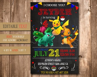 Pokemon, Pokemon Invitation, Pokemon Birthday, Pokemon Party, Pokemon Birthday Invitation, Pokemon Invite Printable, Pokemon Birthday Party