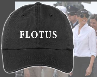 FLOTUS Hat - Ladies flotus Hat - Replica of Melania Trump's FLOTUS Hat - Black Embroidered flotus cap - Melania Trump flotus replica hat