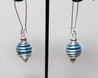 Earrings howlite turquoise spiral