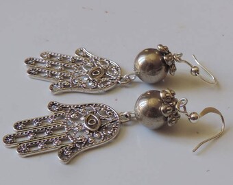 Hands of Fatima or hand of Miriam or hamsa Silver earrings