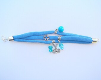 Bracelet multi strand yarn hoooked spaghetti