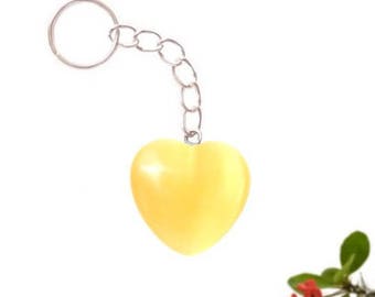 Keychain heart silver plated - citrine