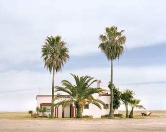 Beach House, Photograph, Poster, Palm Tree, Beach, Analog, Fine Art Print
