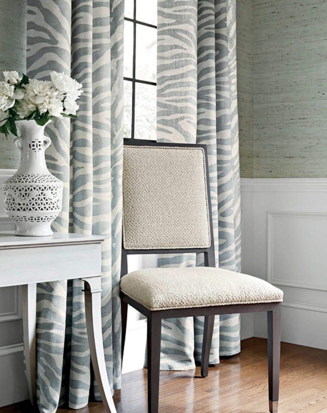 Blue Gray Curtains Thibaut Zebra Print Serengeti Roman Shade