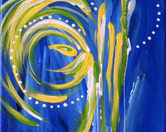 Blue, Yellow, Abstract Painting, Original Art, Acrylic Painting, Art, Fine Art, Contemporary Art, Modern Art, Art Decor, Wall Art, 6x6