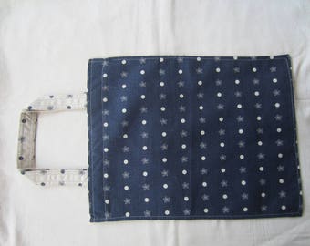 Tote bag or purse in beige linen with drawing