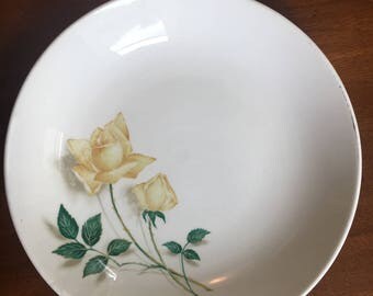 Vintage Yellow Rose Plate by Canonsburg Pottery
