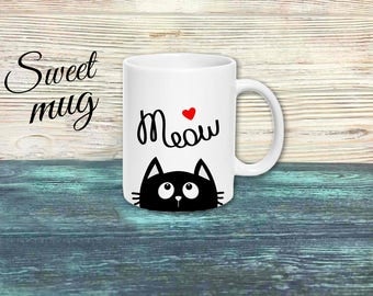 Cup with a cat Nice mug with a cat Mug meow