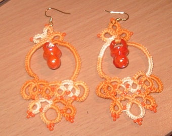 Tatting lace earrings / Earrings lace tatted
