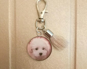 Keychain cabochon resin epoxy cute puppy charm