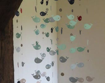 Whales in paper and Driftwood mobile