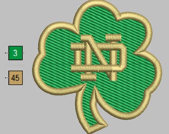 Notre Dame Fighting Irish Clover Embroidery Design 5 Sizes 8 Formats