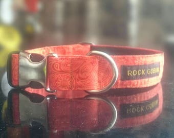 Orange Paisley dog collar