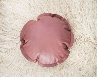 coussin rond cuir