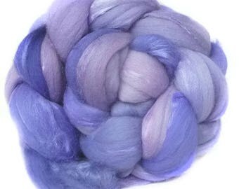 MERINO SILK handdyed wool roving top spinning or felting fiber 3.7oz