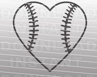 Baseball Heart SVG File Cutting Template-Single Layer Clip Art for Commercial & Personal Use -Vector Art file for Cricut,SCAL,Cameo,Vinyl