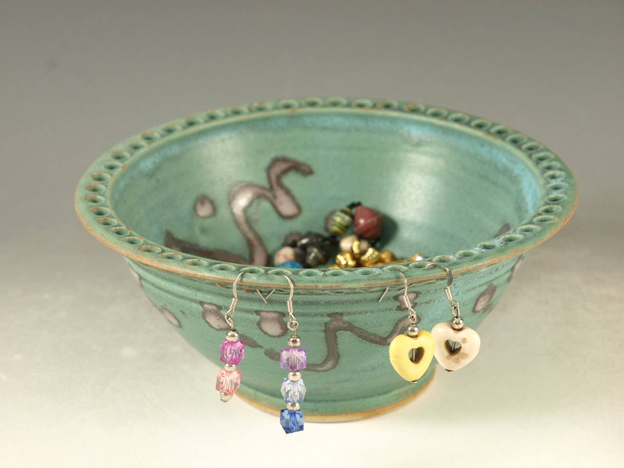 Jewelry bowl & earring holders apx 50 holes
